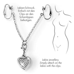 Complete view of Intimate Heart-Shaped Labia Jewellery Chain Pendant, emphasising its charm and suitability for intimate decoration.