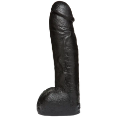 Luxurious Doc Johnson Vac-U-Lock Code Black Hung Black Silicone Dildo, featuring a premium design and made from body-safe silicone, perfect for vac u lock dildo enthusiasts.