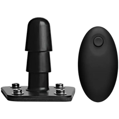 Display of the Doc Johnson Vac U Lock Vibrating Dual Density Starter Set with all components, a comprehensive luxury vibrating strap on starter set for ultimate pleasure.