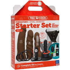 Showcasing the 360° swivel suction cup from the Doc Johnson Vac U Lock Vibrating Dual Density Starter Set, contributing to its sophisticated vibrating strap on starter set functionality.