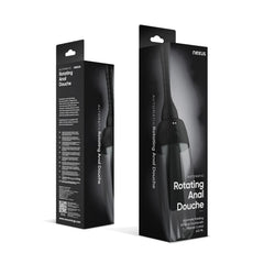 A stylish product shot of the Nexus Automatic Rotating 360° Anal Douche, emphasizing its 600ml capacity and design that combines luxury with functionality.