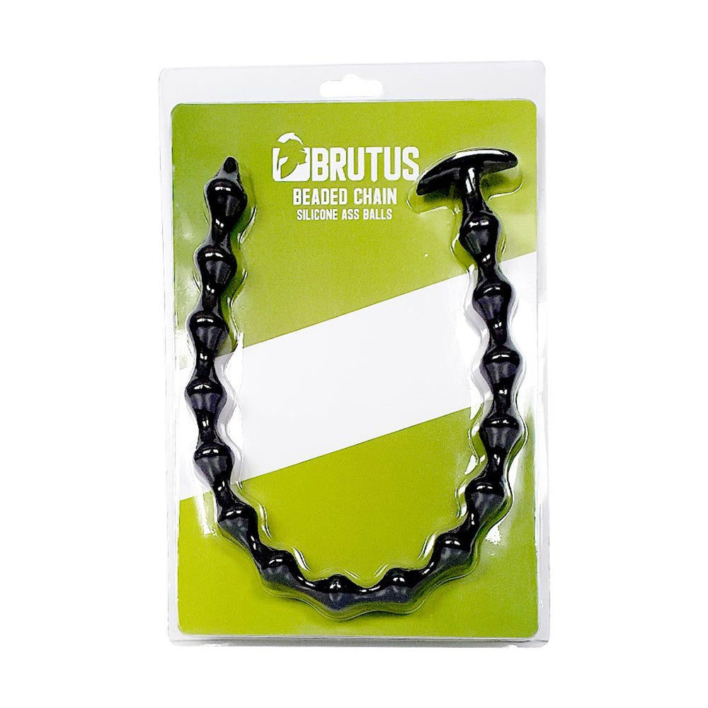 Large beaded chain silicone anal beads by Brutus, 58cm long, soft touch, flexible for comfortable insertion and removal.