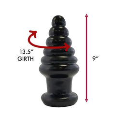 Elegant view of the Prowler RED Twisted Tease Butt Plug Black showcasing its unique 6-ring tapered design for optimal stimulation.