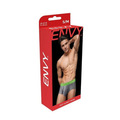 Showcasing the contrasting waistband of the Envy Sexy Slinky Trunk, complete with the branded Envy logo for a stylish finish.