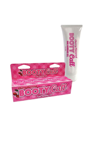 Deliciously enticing Booty Call Anal Numbing Gel Cherry 1.5oz, featuring a convenient flip cap for easy application and enhanced intimate experiences.