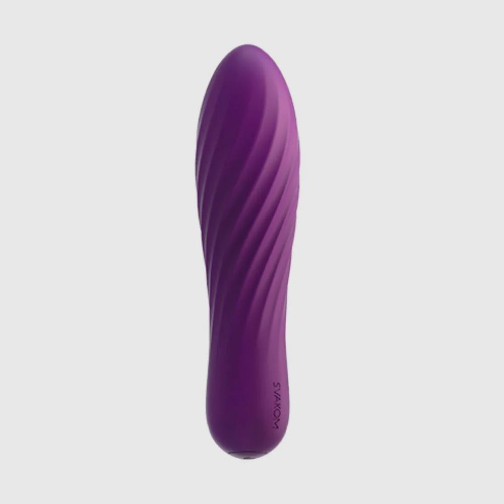 Svakom Tulip rechargeable bullet vibrator with textured design and 10 speeds, compact and discreet classic bullet sex toy.