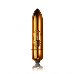Rocks Off RO-80mm patterned bullet vibrator with 7 pleasure settings, compact design, and textured surface for intense stimulation.