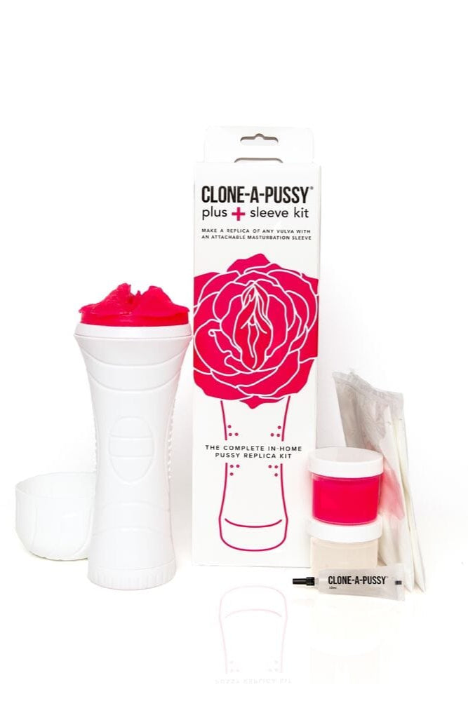 Close-up of Clone A Pussy Plus Sleeve Kit for creating custom vulva casts with body-safe materials, showcasing the detailed mold.