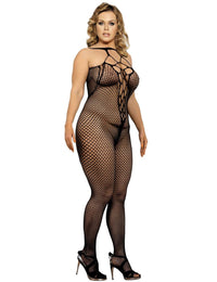 Thumbnail for Scandals Halter Sexy Neck Open Back Netted Bodystocking Bodystockings Scandals Lingerie 