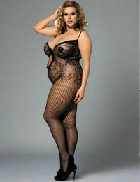 Thumbnail for a woman in a fishnet bodystocker posing for a picture