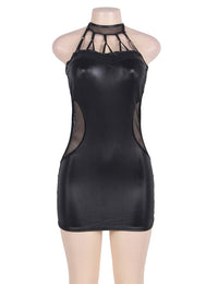 Halterneck Faux Leather Dress by Scandals