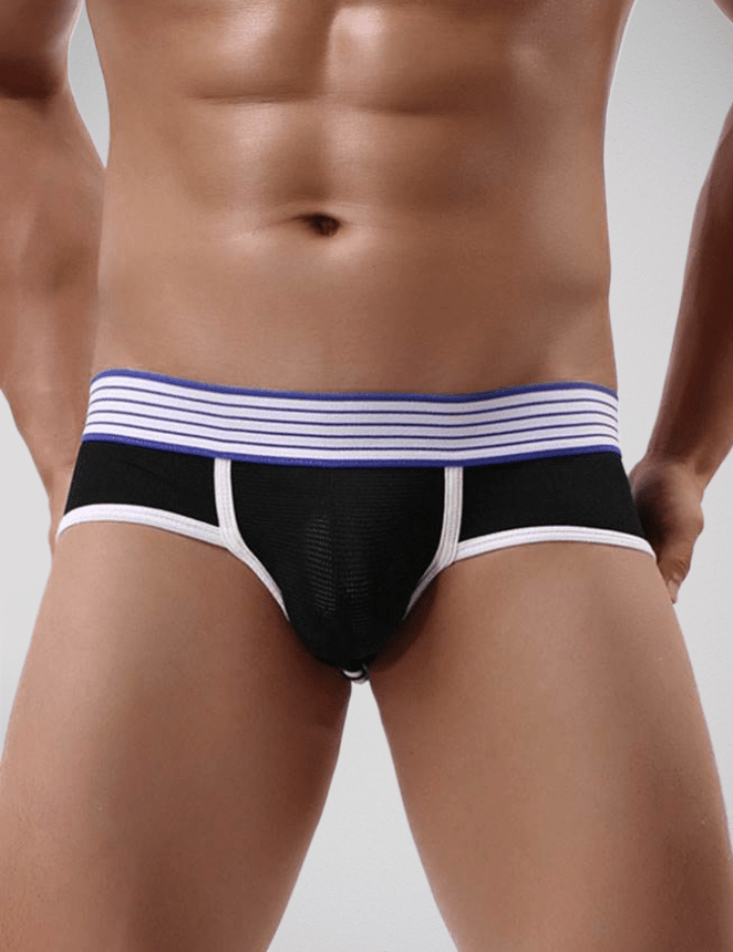 Men's open back chapless briefs by Scandals Menswear, featuring a comfortable and stylish design with a brief fit.