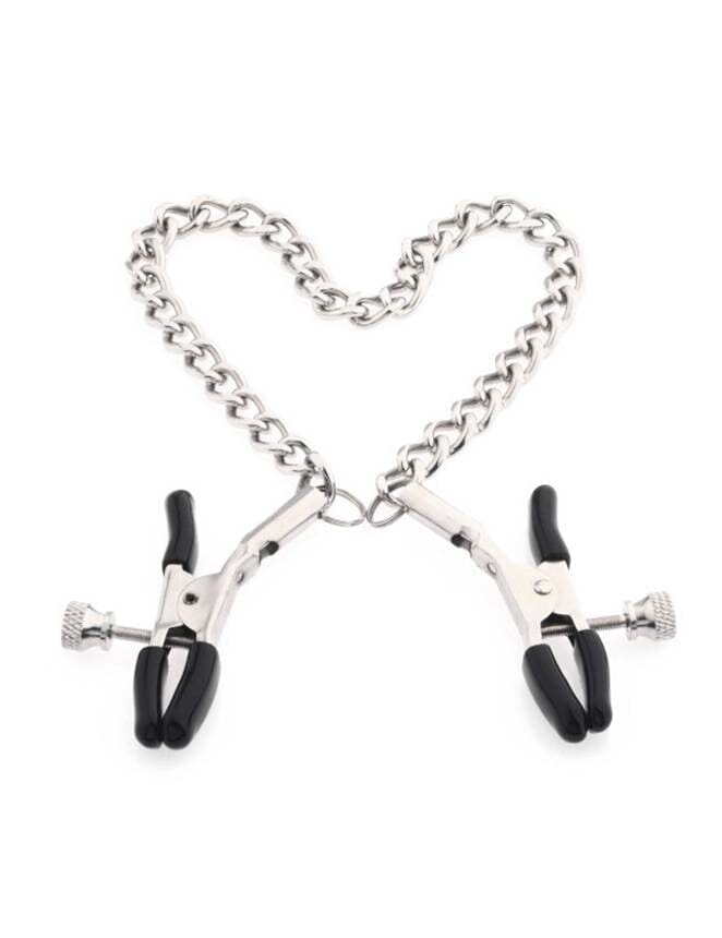 a pair of clamps with a heart on a chain