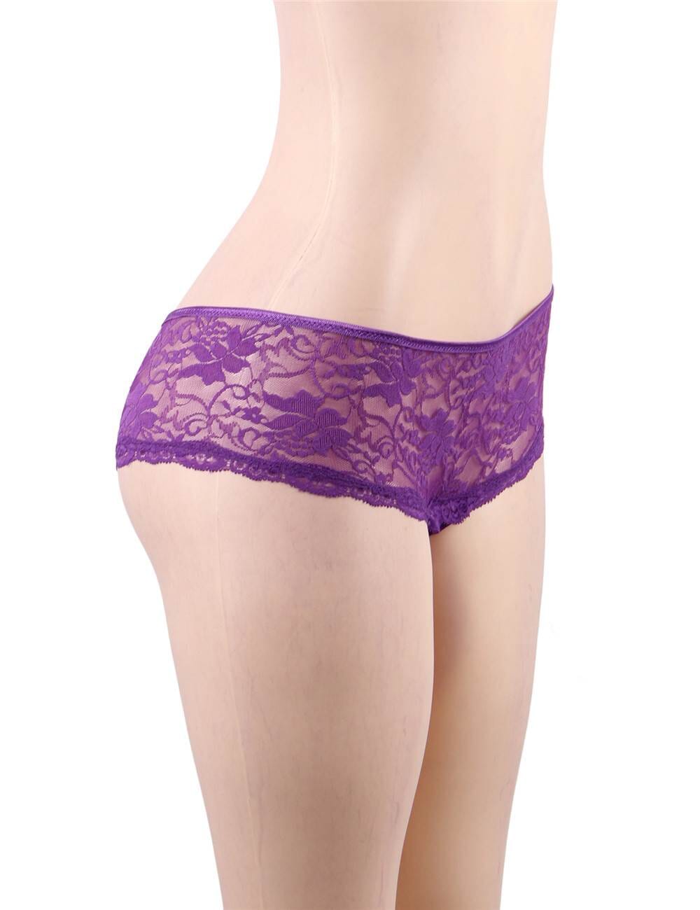 a woman's panties with a purple lace