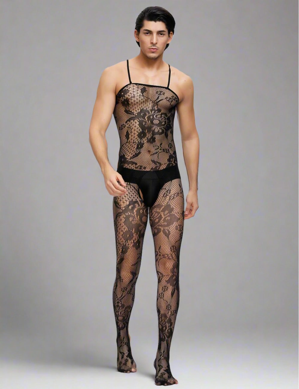 Scandals Floral Spaghetti Strap Body stocking Menswear Scandals Lingerie