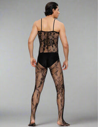 Thumbnail for Floral Spaghetti Strap Bodystocking - Seductive Fishnet & Floral Pattern by Scandals