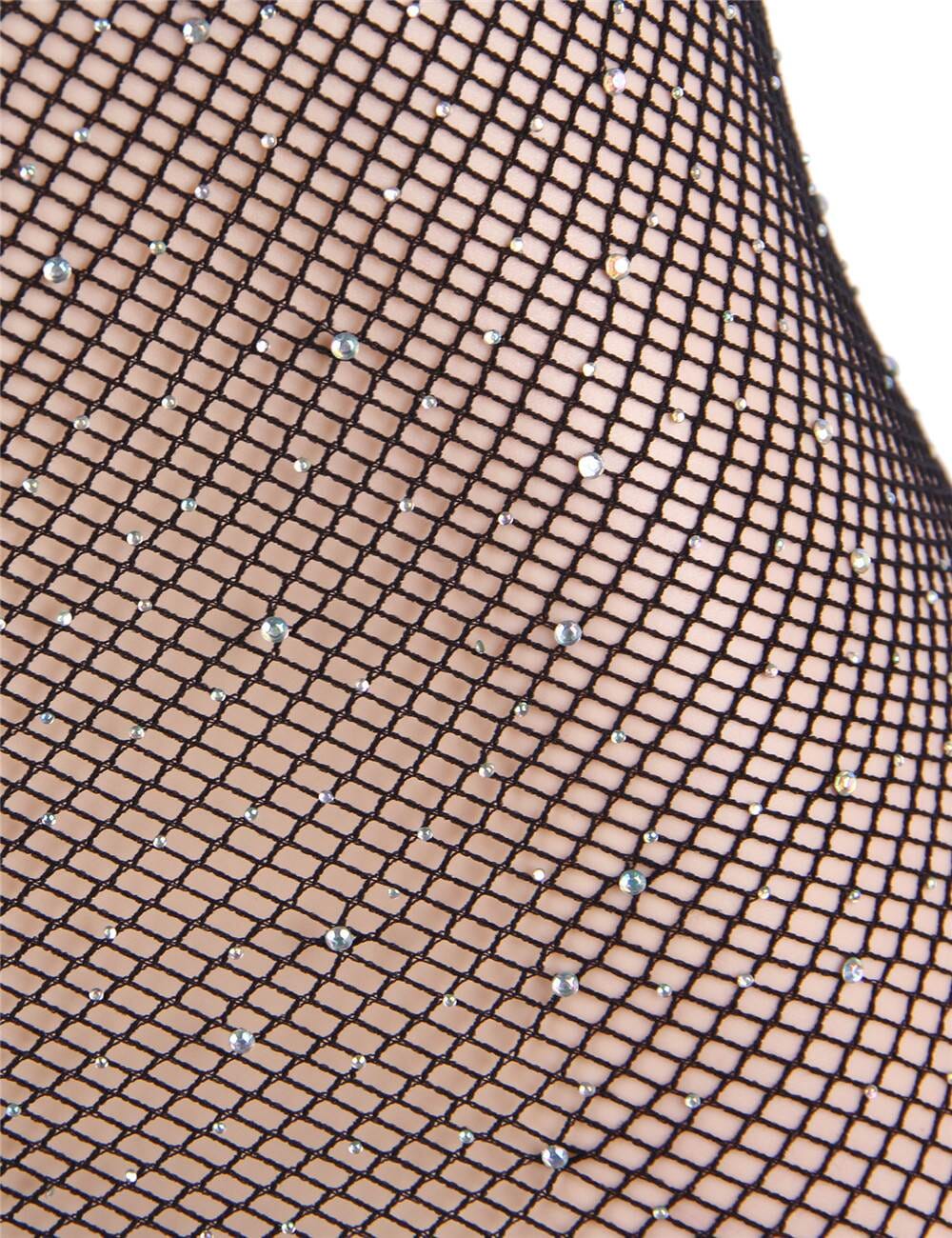 Black Fishnet Off-the-shoulder Sparkle Bodystocking Bodystockings Scandals Lingerie 