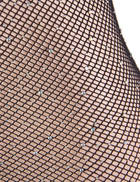 Thumbnail for Black Fishnet Off-the-shoulder Sparkle Bodystocking Bodystockings Scandals Lingerie 