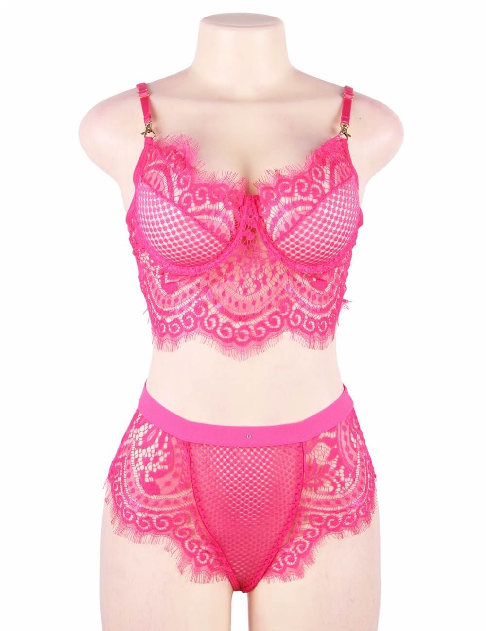 a female mannequin wearing a pink lingerie