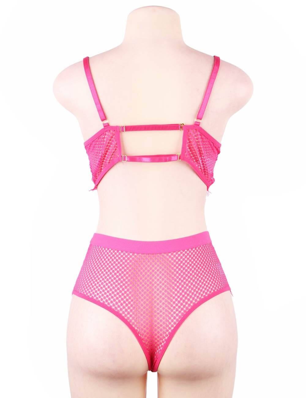 a female mannequin wearing a pink lingerie
