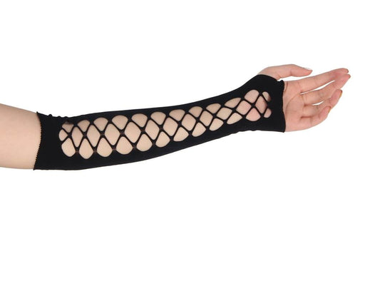 a woman's arm with a fishnet design on it
