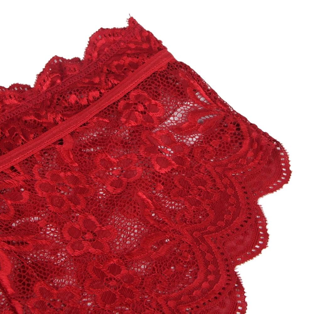 a close up of a piece of red lace