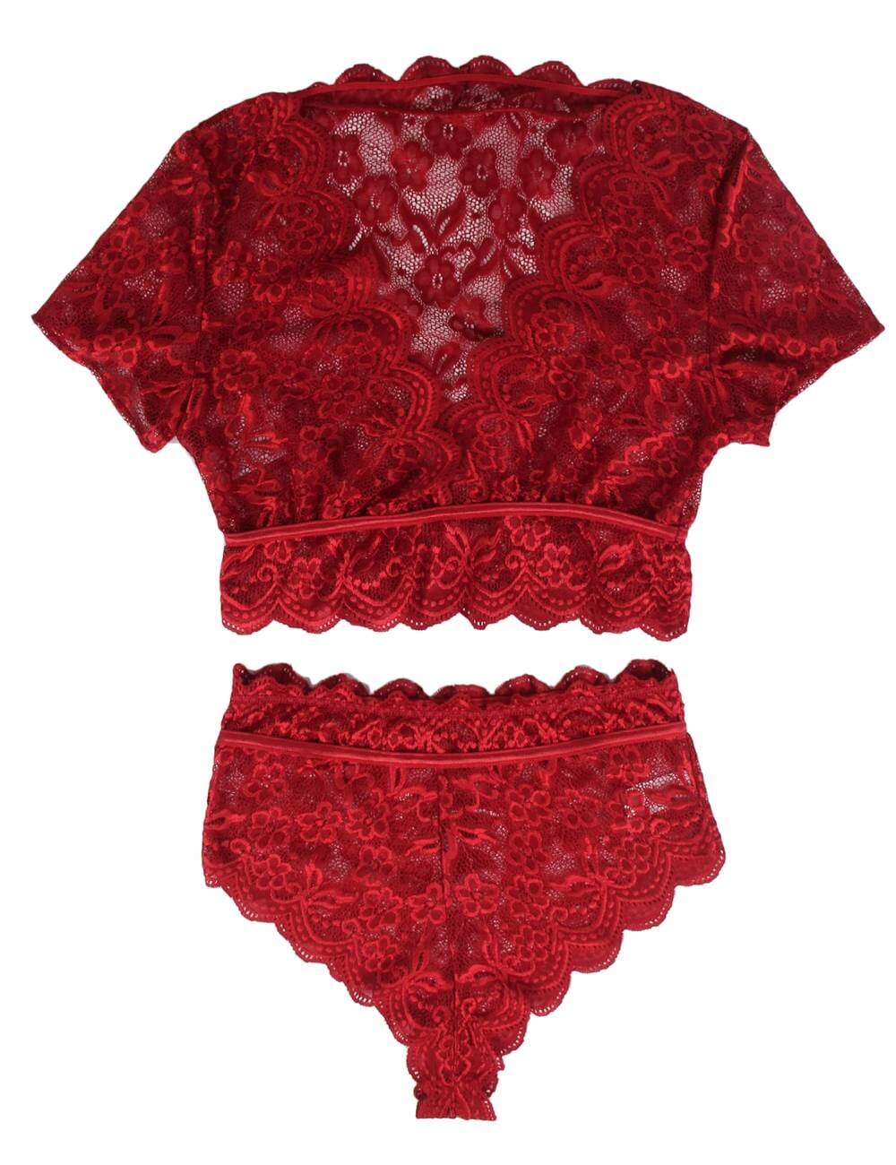 Scandals Lingerie high waist lace lingerie set featuring a bra and matching panty with intricate lace details.