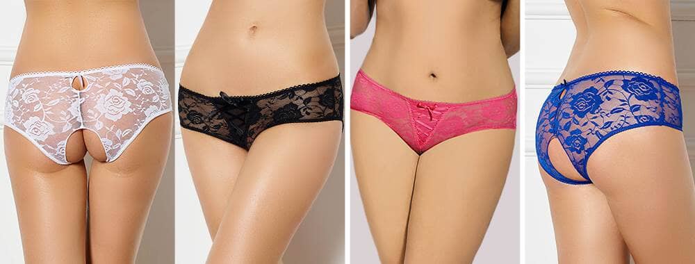 Scandals Lace Crotchless Panties by Scandals Lingerie, featuring delicate lace design and comfortable fit, shown in the image.