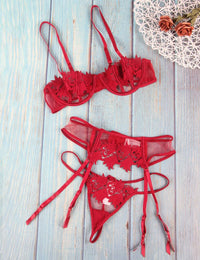 Thumbnail for a pair of red lingerie on a wooden floor