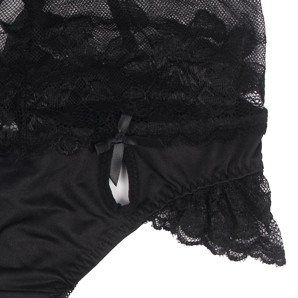 a close up of a black lingerie on a white background