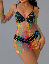 Thumbnail for a woman in a fishnet bodysuit posing for the camera