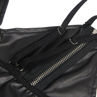 Thumbnail for a close up of a black purse with zippers