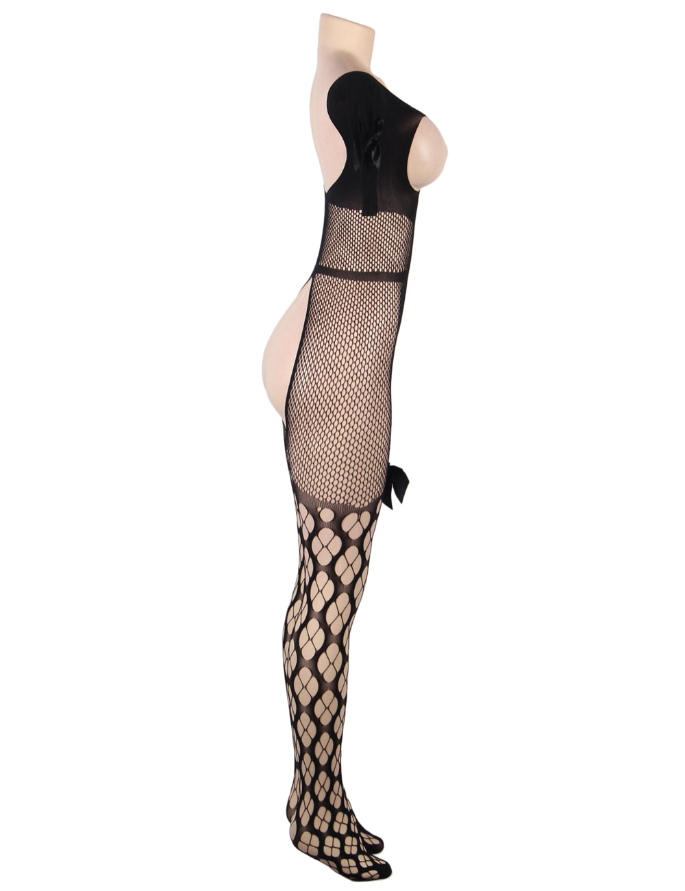 a woman wearing fishnet stockings and stockings