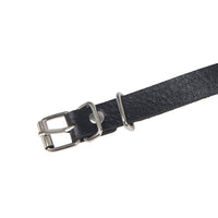 Thumbnail for a black leather belt with a silver buckle