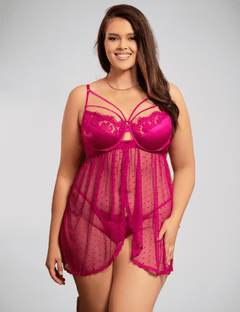 a woman in a pink lingerie posing for a picture