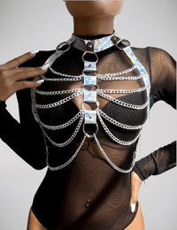 Thumbnail for Scandals Holographic Chest Harness with Silver Chains Body Harness Scandals 