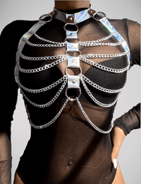 Thumbnail for Scandals Holographic Chest Harness with Silver Chains Body Harness Scandals 