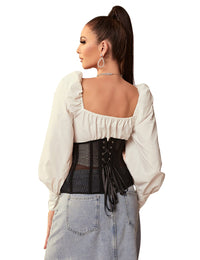 Thumbnail for Scandals Mesh Corset with Floral Panel Corsets & Cinchers Scandals Lingerie 