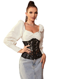 Thumbnail for Scandals Mesh Corset with Floral Panel Corsets & Cinchers Scandals Lingerie 