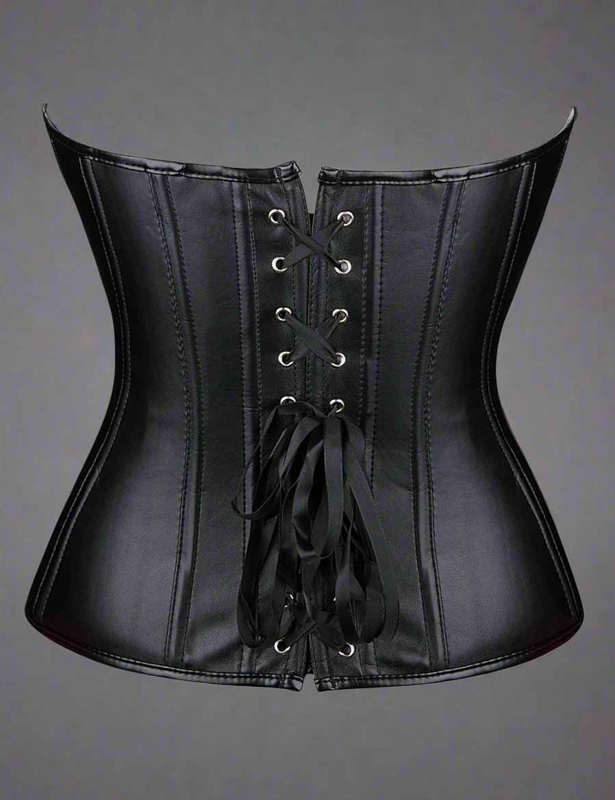 Wet Look Faux Leather Corset by Scandals - Sleek, Alluring Design for Confident Style