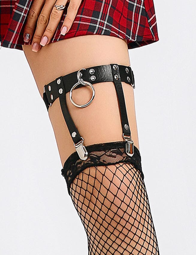 Scandals Leather Adjustable Stud Punk Leg Loop Garter Clip BDSM accessories Scandals Lingerie 