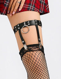 Thumbnail for Scandals Leather Adjustable Stud Punk Leg Loop Garter Clip BDSM accessories Scandals Lingerie 
