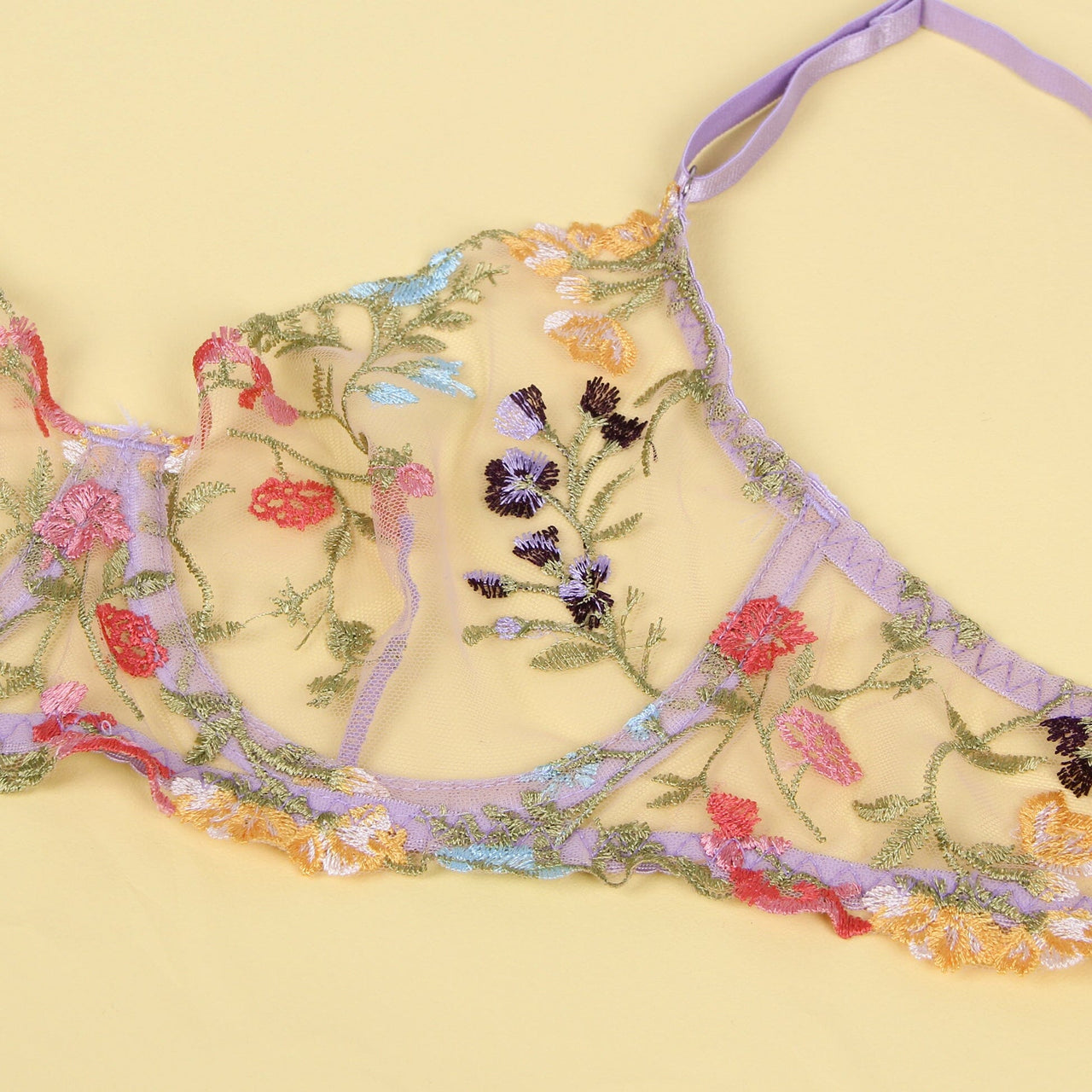 Scandals Three Piece Embroidered Bikini Set With Leg Straps Bodies & Teddies Scandals Lingerie 