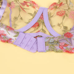Scandals Three Piece Embroidered Bikini Set With Leg Straps Bodies & Teddies Scandals Lingerie 