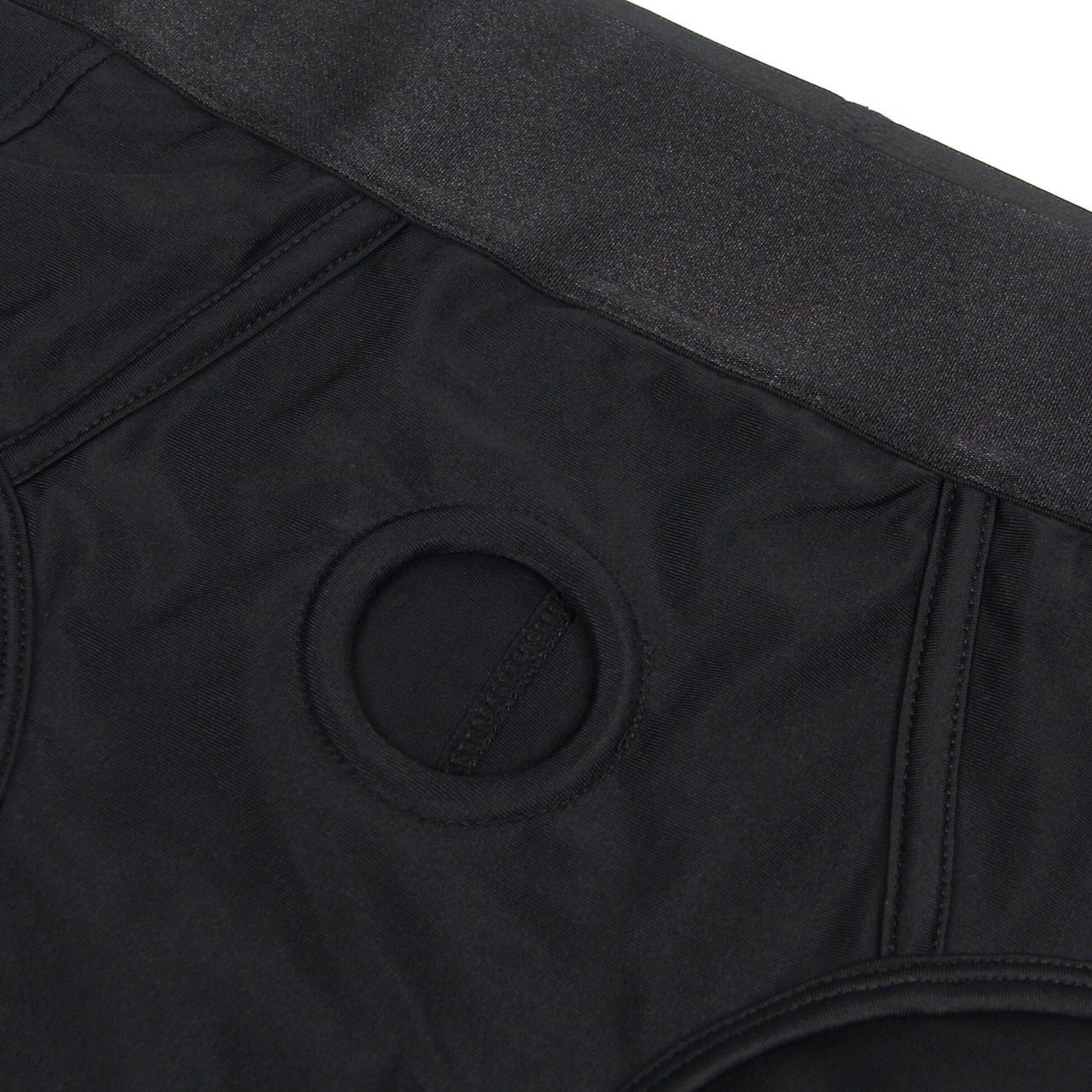 a close up of a pair of black pants
