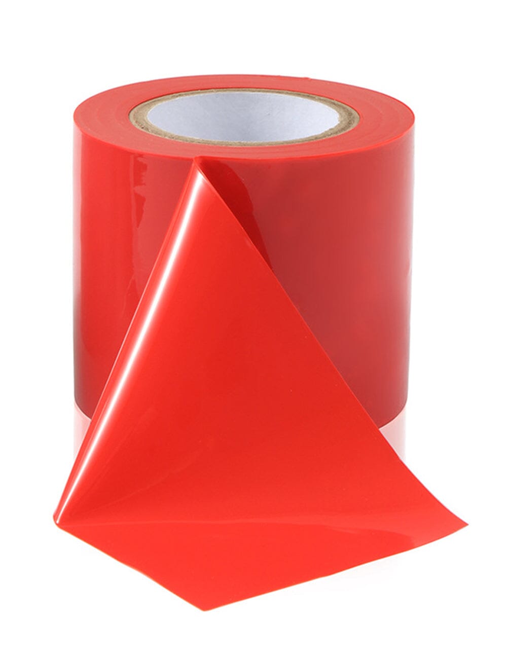 a roll of red tape on a white background