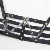 Thumbnail for a black leather belt with a heart and a chain