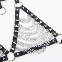 Thumbnail for a black leather harness with chains and chains on it