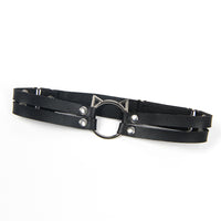 Intricate design of Cat Head Black Adjustable Faux Leather Studded Punk Leg Rings, showcasing its uniqueness as a premium leg garter.