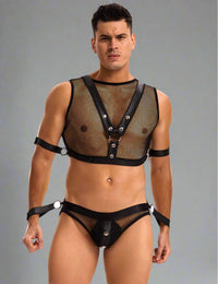 Thumbnail for a man wearing a black lingerie and suspenders